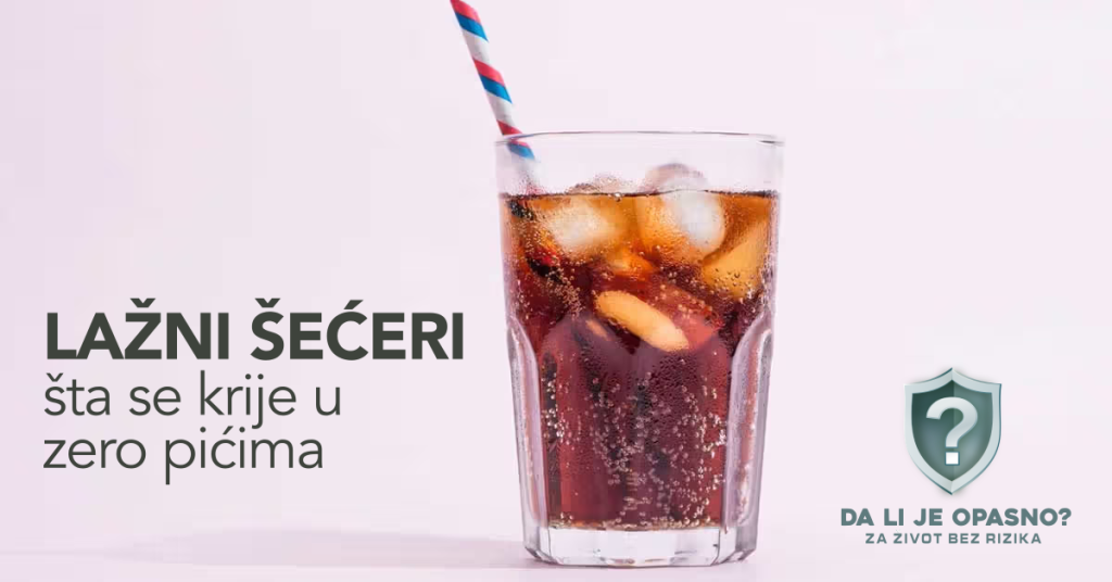 Zero piće — lupa na deklaraciji pokazuje zaslađivače i kofein