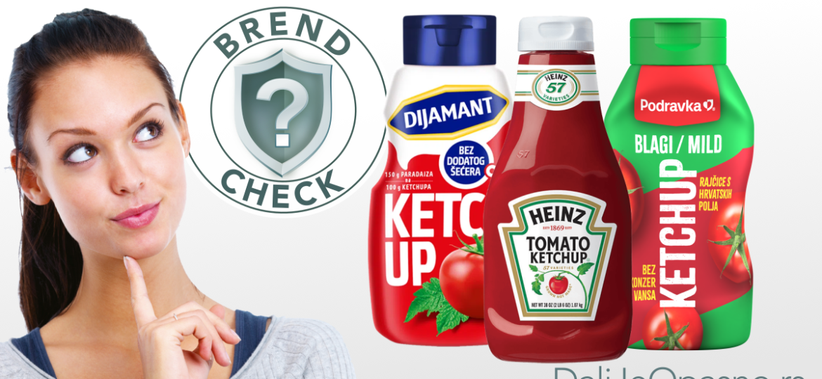 Poređenje kečapa na deklaraciji: šećer i so na 100 grama