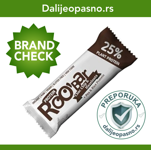 Organska Roobar sirova energetska pločica sa urmama i komadićima kakaa, bez dodatog šećera i veštačkih konzervansa.