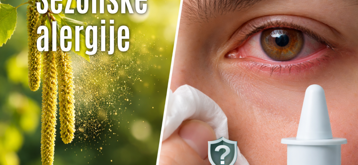 Simptomi sezonske alergije, polen breze u vazduhu i kapi za nos kao potencijalna opasnost od zavisnosti.